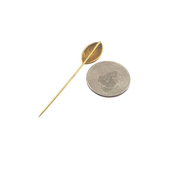 Antique 10K Gold Tone Leaf Stick Pin Brooch Intricate Engraved G A G - Picture 2 of 6